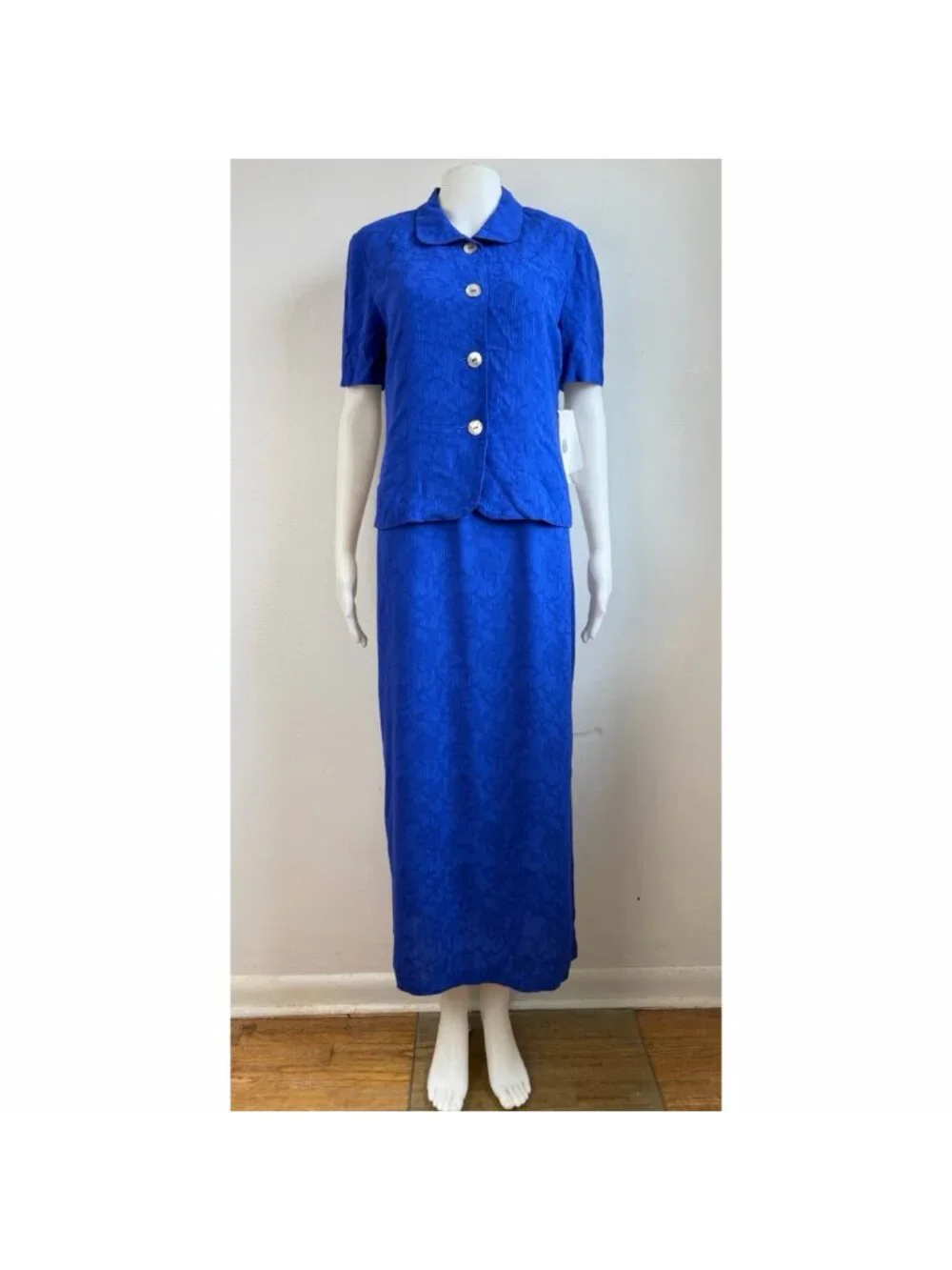 Vintage Floral Jacquard Dress & Top Set Size Medium 90s Rayon Co Ord Oufit Set M